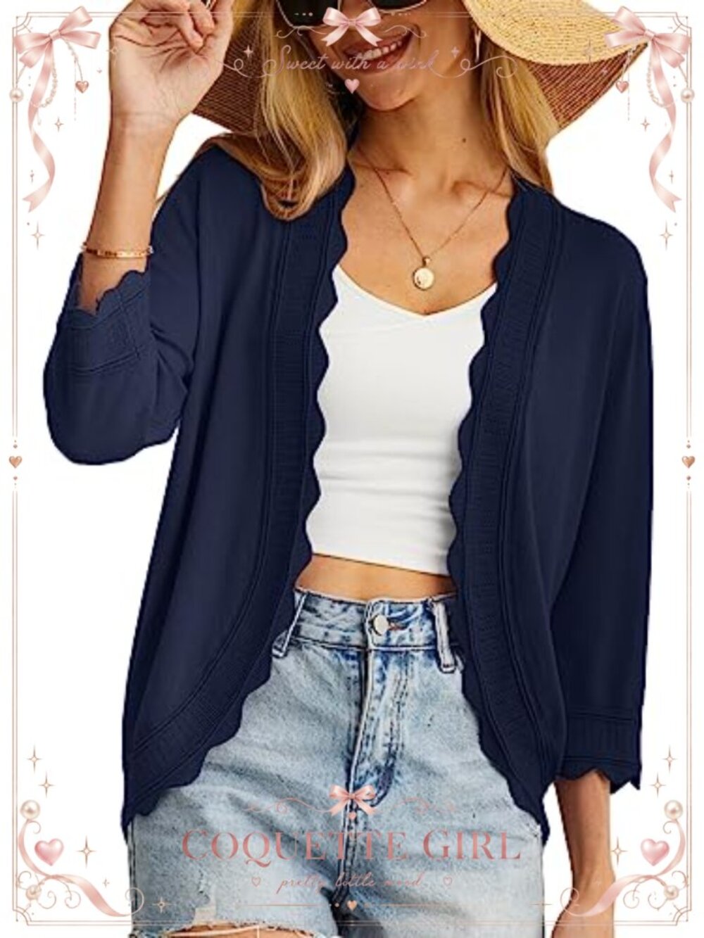 Lightweight Open Front Knit Cardigan Cropped Summer Shrug